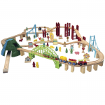 Set trenulet Carousel Mega Train City 150 piese din lemn